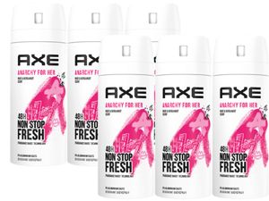 AXE Bodyspray Anarchy for Her Deo Deospray ohne Aluminiumsalze 6x 150ml Frauen Damen Deodorant mit 48 Stunden Schutz