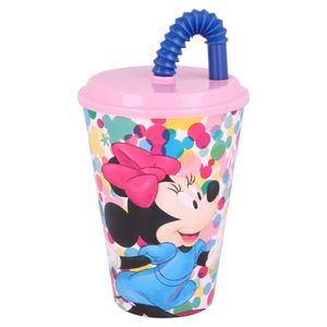 Minnie Mouse Kinder Trinkbecher Mehrweg mit Deckel und Trinkhalm 430 ml BPA frei