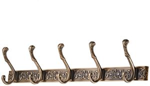 Hakenleiste Garderobenhaken Wandhaken mit 5 Doppelhaken (Bronze)