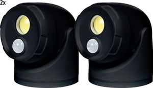 LED Batterie Spot Strahler 2er-Set Außenleuchte Flutlicht mit Bewegungsmelder