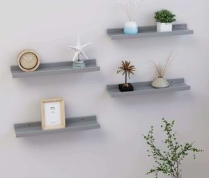 vidaXL Wandregale 4 Stk. Grau 40x9x3 cm