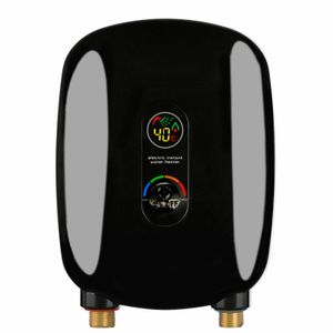 220V 6500W Mini Elektrisch Durchlauferhitzer Touchscreen mit LCD-Display Tankless Konstanter Temperatur Warmwasser für Bad Küche (Schwarz)