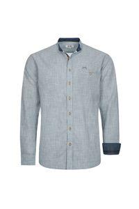Maddox Trachtenhemd grau Stehkragen mit Stickerei Gr. XL