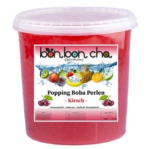 Popping Boba Perlen - Kirsch für Bubble Tea ( 3,4kg XXL ) | Topping | Hochwertige Inhaltsstoffe - Bon Bon Cha