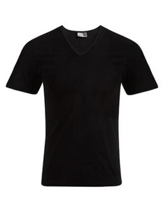 Slim-Fit V-Ausschnitt T-Shirt Herren, Schwarz, S