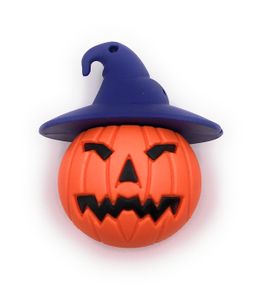 Onlineworld2013 Kürbis Halloween Gesicht mit Hut orange lila Funny USB Stick 64 GB USB 3.0