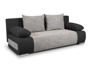 Schlafsofa Naki - Sofa mit Schlaffunktion und Bettkasten, Bettsofa, Couch (Schwarz + Grau (Alova 04 + Berlin 01))