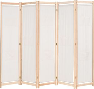 pětidílný rozdělovač místností Cream 200 x 170 x 4 cm Látka