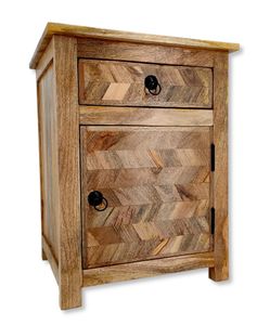 Holz Nachttisch braun 45 x 60cm Beistelltisch vintage Nachtschrank retro