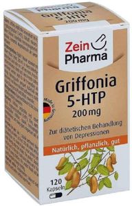 ZEIN PHARMA - Griffonia 5-HTP aus Schwarzbohnensamenextrakt - Reines 5-HTP - Hochdosiert 200 mg - Labor ohne Zusatzstoffe - 120 Kapseln