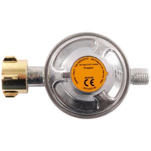Gasdruckregler 50 mbar, Niederdruckregler Druckminderer - ideal für Gasgrills, Heizstrahler, Hockerkocher, Gaskocher, Lampen, uvm.