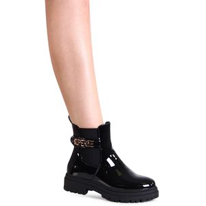 topschuhe24 2883 Damen Plateau Stiefeletten Chelsea Boots , Farbe:Schwarz Lack, Größe:38 EU