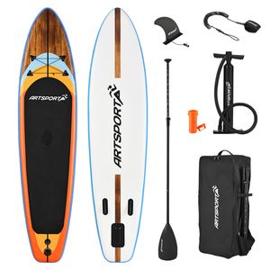 ArtSport Stand Up Paddling Board Set Beach Rocker aufblasbar 320 cm - 150 kg - Fußleine, Pumpe, Paddel, Tasche & Zubehör - SUP Board Standup Paddle