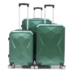 Cestovný kufor ABS-03 kufor 3-dielna sada pevných škrupín na kolieskach sada kufrov príručná batožina cestovná taška zelená