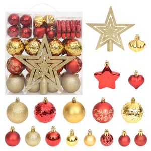 Prolenta Premium  70-tlg. Weihnachtskugel-Set Golden und Rot