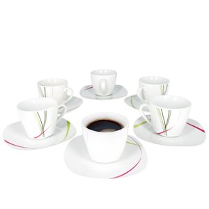 12-tlg. Kaffeetassen-Set Fashion 220ml: 6x Tassen + Untertasse Porzellan 6 Pers.