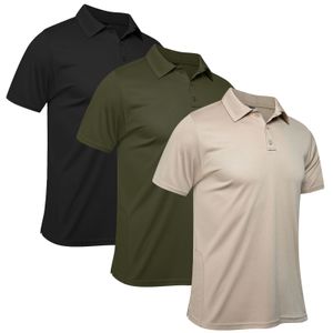 3er-Pack Herren Poloshirt kurzarm Polohemd T-Shirt Shirt Basic Sommer Polokragen Khaki XL