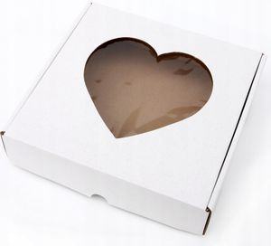 20x20x5 cm Box mit Fenster - Herz - Weiß - 5er Set, Schachtel mit Fenster, Verpackung mit Sichtfenst