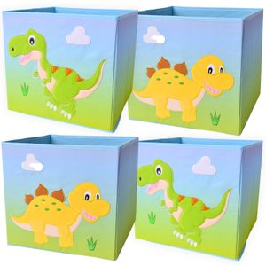 4 Stück Faltbox Dino Motiv Aufbewahrungsbox Kinder Regal Spielzeugkiste 28x28