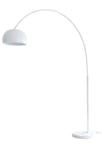 SalesFever Bogenlampe 195 cm | Ø Lampenschirm 33 cm | echter Marmorfuß | B 165 x T 33 x H 195 cm | weiß lackiert