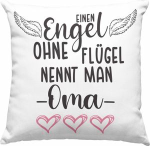 Trendation - Einen Engel Ohne Flügel Nennt Man Oma Deko-Kissen mit Füllung 40x40 Geschenk Muttertag Spruch Großmutter (Rosa)