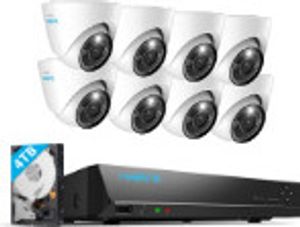 Kamerový systém Reolink 12MP PoE, 16-kanálový NVR so 4TB HDD na nepretržité nahrávanie a 8 kopulovitými kamerami s detekciou osôb/vozidiel, obojsmerným zvukom, reflektormi, RLK16-1200D8-A