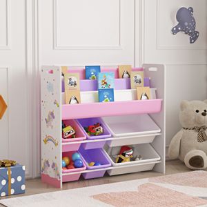 Kinderregal ‘Rødøy’ mit 6 Kisten 78 x 86 x 27 cm mit Einhorn Motiv