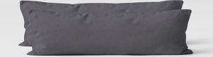 2er Set Renforcé UNI Kissenhüllen 40x145 cm Seitenschläferkissen Garnitur 100% Baumwolle Mit Reißverschluss anthrazit
