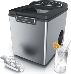 Arendo Eiswürfelmaschine, Ice Cube Maker, 12-15 kg / 24 h, 7,5 - 8,5 Minuten Produktionszeit, 1,8 Liter Wassertank, 105 Watt, Eiswürfelbereiter, leise, Silber