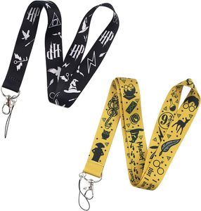 Schlüsselband Halsband-Schlüsselanhänger 2 Stücke Harry Potter Lanyard Umhängeband Anime Schlüsselbänder, Büro Abzeichen Lanyards für Schlüssel, Brieftaschen und Auswelter (schwarz und gelb)