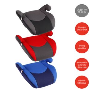 Autokindersitz Kindersitz Autositz Sitzerhöhung Belina Full Kindersitzerhöhung Booster Auto-Kindersitzkissen Gruppe II/III (15-36 kg), Farbe:Rot-Grau