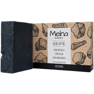Meina Naturkosmetik - Schwarze Seife mit Aktivkohle (1 x 100 g) Palmölfrei, Natürlich, Vegan, Handgemacht, Bio Naturseife - Körperpflege und Gesichtspflege S-10010