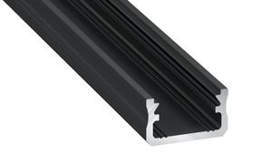 LED Aluminium Profil Leiste Schwarz | Typ A | Mit Endkappe und Montagehalterung | Gefroren Abdeckung | 1m