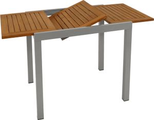 DEGAMO Gartentisch Ausziehtisch VAIL 80/120x70cm, Alu silbergrau + Akazie