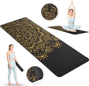 Queenfit podložka na cvičení 0,5 cm - 180x61 cm - podložka na cvičení pro pilates, jógu a fitness - protiskluzová podložka na jógu - černá