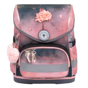 Belmil ergonomischer Schulranzen Set 4 -teilig für Mädchen 1-4 Klasse Grundschule//Brustgurt/Magnetverschluss/Rosa, Schwarz (405-41 Ballerina Black Pink)