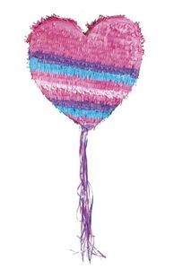 piñata Mädchen Herz rosa/lila/blau/blau 37 x 36 cm