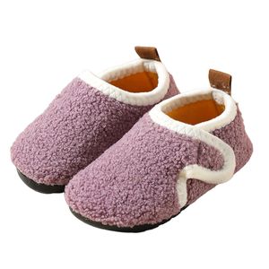 ASKSA Dětské pantofle s fleecovou podšívkou Pěnové plyšové bavlněné pantofle s protiskluzovou úpravou, fialové, velikost: 34-35