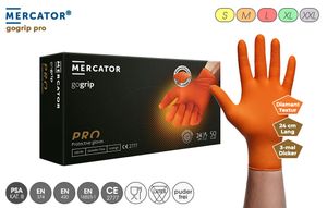 MERCATOR Rękawice nitrylowe premium GoGrip, pomarańczowe, rozm. M, 50 szt.