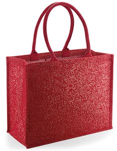Westford Mill Jute-Tasche Shimmer Jute Shopper W437 Rot Red Gold 42 x 33 x 19 cm