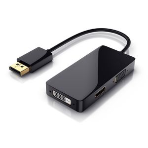 CSL DisplayPort Stecker auf HDMI, DVI, VGA Video-Adapter, 15 cm, 3in1, Konverter-Kabel, Full HD 1080p