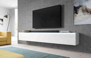 TV Lowboard BARGO Schrank Fernsehschrank hängend 200 cm (2x100cm) glänzend Weiß matt / Hochglanz