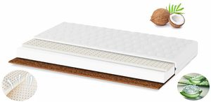 Latex-Kokos-Schaummatratze 90x200 cm, 12 cm, Antiallergisch, Weiß Latex-Kokos-Schaummatratze 90x200 cm, 12 cm, Antiallergisch, Weiß