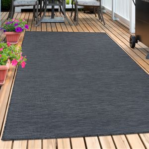 Sisal Optik Teppich In- & Outdoor Flachgewebe Uni Naturoptik Schwarz Grau, Farbe:SCHWARZ,60 cm x 100 cm