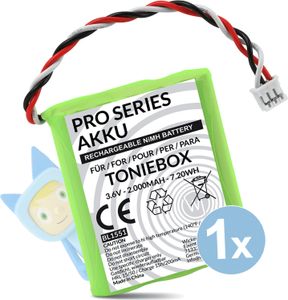 Wicked Chili Ersatzakku 1x Akku für Toniebox, 50AA5S Pro Series Ersatz-Akku Batterie für original Tonies Musikbox (mit Mossgummi Pad, 2.000 mAh NiMH-Akku 3,6V)