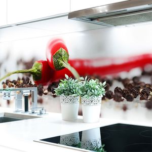 Küchenrückwand Chilli Pfeffer Premium Hart-PVC 0,4 mm selbstklebend - Direkt auf die Fliesen, Größe:280 x 60 cm