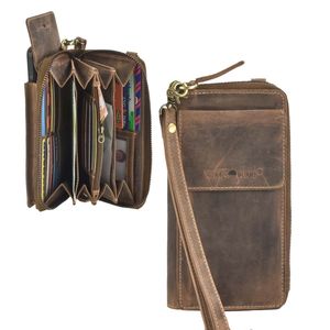 Greenburry Handy Umhängetasche Vintage Leder Handy Bag Geldbörse für 8x16cm Smartphones