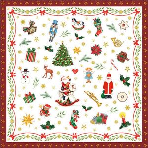 20 Servietten viele Geschenke zu Weihnachten rot Christmas Nikolaus 33cm
