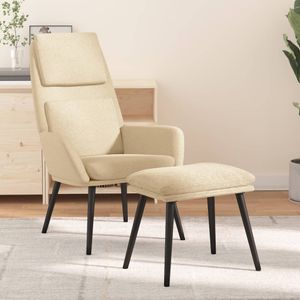 vidaXL Relax kreslo s taburetkou krémová látka