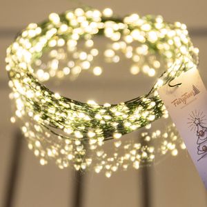 FairyTrees Micro LED Lichterkette für Weihnachtsbaum, FairyGlow 400 LEDs, Farbtemperatur 2700K (warmweiß), grüner Kupferdraht 20m (IP44), FG400